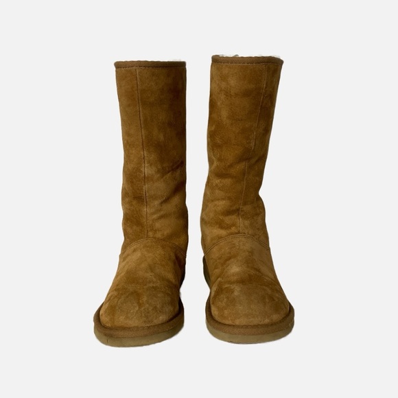 Ugg Australia Knightsbridge Tall Chestnut Boots Size 7 Back Zipper Leather - Picture 1 of 16